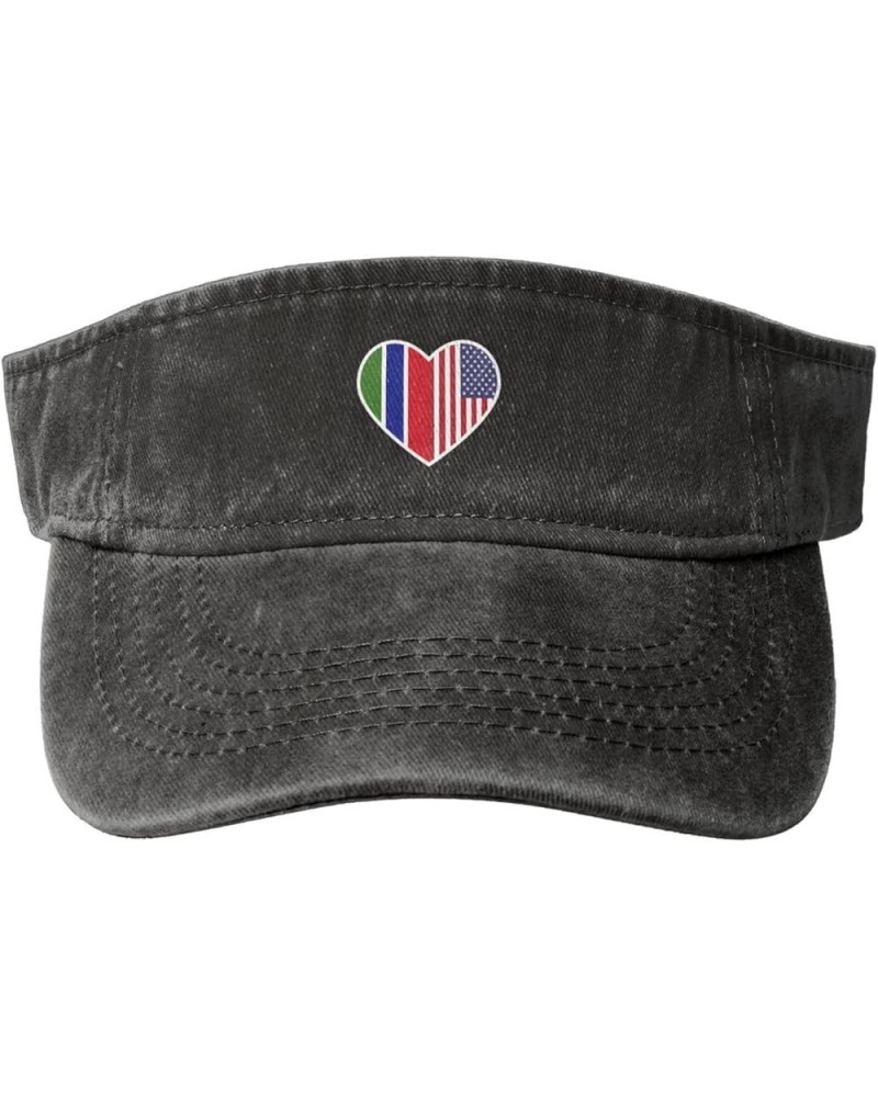 I Love America and The Gambia Sun Hat Sun Visor Hats for Women Men Baseball Cap Golf Hats Black $11.84 Visors