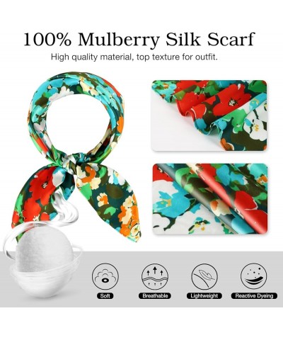 100% Mulberry Silk Head Scarf, 27x27 Inch Large Square Silk Neck Scarves, Silk Hair Scarf for Women Sleeping Floral-3 $12.60 ...