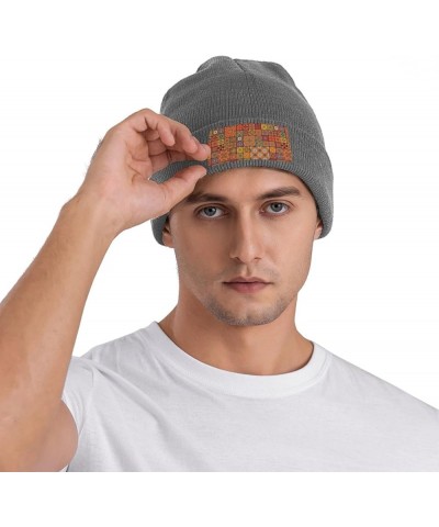 Group of Moroccan Geometric Print Knitted Hat Daily Warm Hat,Soft Outdoor Beanie for Men Women,Eisure Doudou Hat Deep Heather...