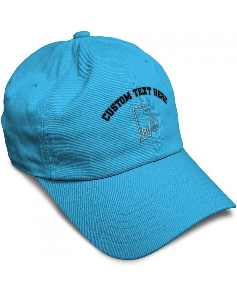 Soft Baseball Cap Rhode Island State Map Ri Embroidery Names Cotton Dad Hats for Men & Women Aqua Personalized Text Here $16....