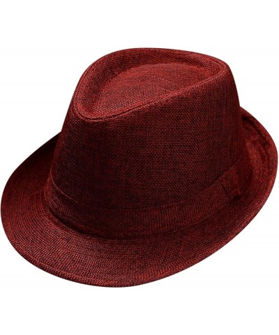 Men and Women Retro Jazz Hat Soild British Sun Hat Travel Sun Hat Bag Women Beach Red $6.84 Sun Hats