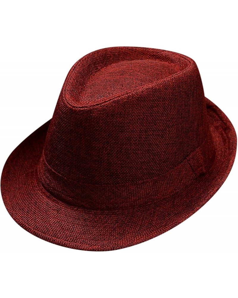 Men and Women Retro Jazz Hat Soild British Sun Hat Travel Sun Hat Bag Women Beach Red $6.84 Sun Hats