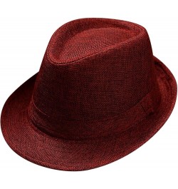 Men and Women Retro Jazz Hat Soild British Sun Hat Travel Sun Hat Bag Women Beach Red $6.84 Sun Hats