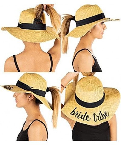 Women's Ponytail Messy Bun UPF 50 Embroidered Adjustable Beach Sun Hat 3 Bride Tribe $19.10 Sun Hats