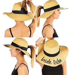 Women's Ponytail Messy Bun UPF 50 Embroidered Adjustable Beach Sun Hat 3 Bride Tribe $19.10 Sun Hats