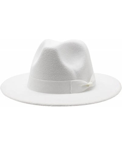 Autumn Wool Fedora Hat for Women Solid Formal Wedding Decorate Man Panamas Street Dance Cap Fedoras White1 $19.27 Fedoras