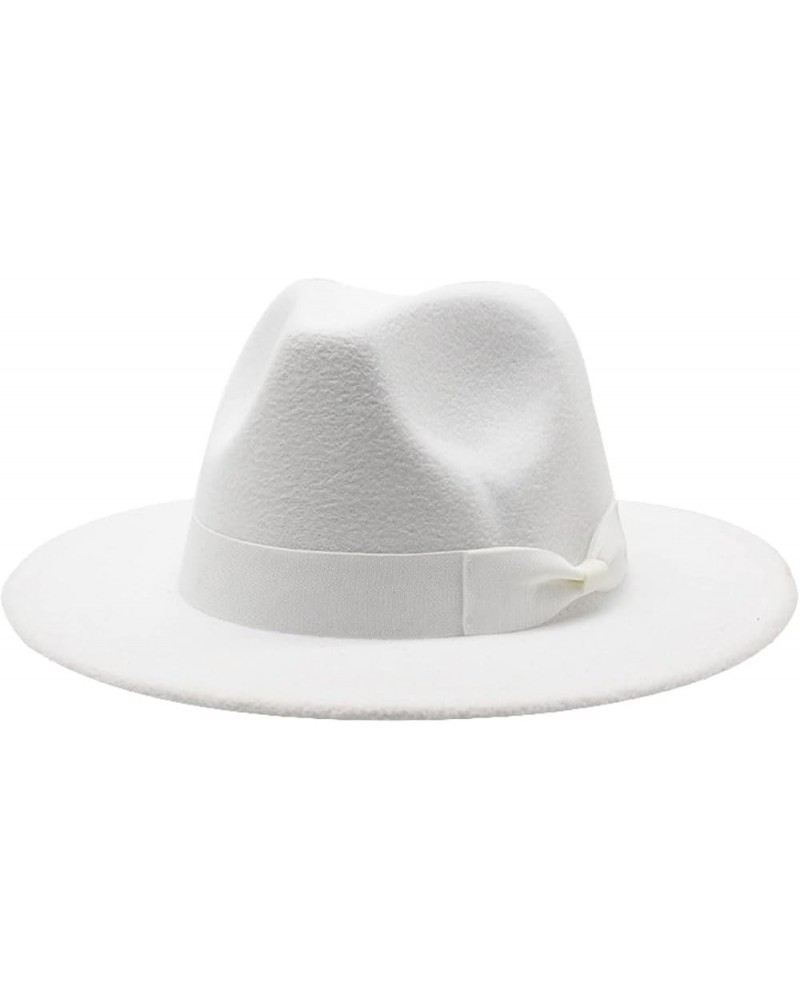 Autumn Wool Fedora Hat for Women Solid Formal Wedding Decorate Man Panamas Street Dance Cap Fedoras White1 $19.27 Fedoras