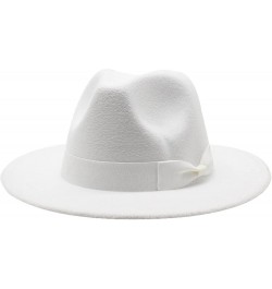 Autumn Wool Fedora Hat for Women Solid Formal Wedding Decorate Man Panamas Street Dance Cap Fedoras White1 $19.27 Fedoras