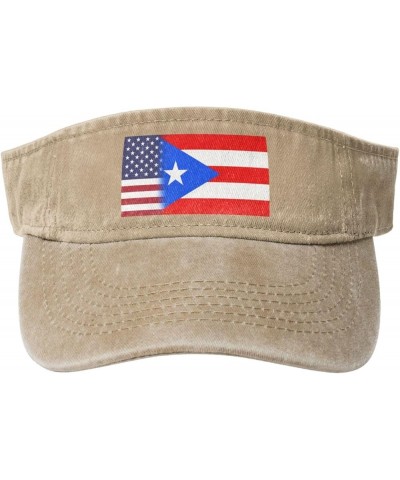 America Flags Puerto America Flag Sport Sun Visor Hat Cotton Ball Caps Empty Top Baseball Sun Cap for Men Women Natural $11.4...