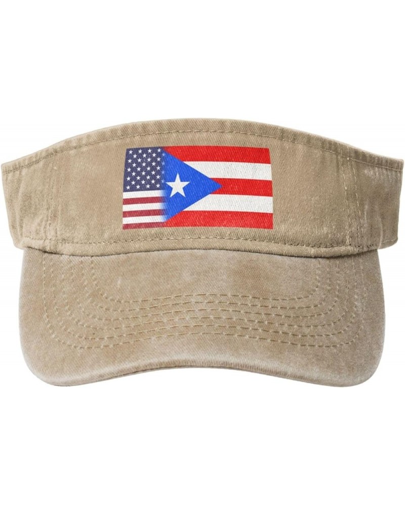 America Flags Puerto America Flag Sport Sun Visor Hat Cotton Ball Caps Empty Top Baseball Sun Cap for Men Women Natural $11.4...