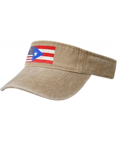 America Flags Puerto America Flag Sport Sun Visor Hat Cotton Ball Caps Empty Top Baseball Sun Cap for Men Women Natural $11.4...