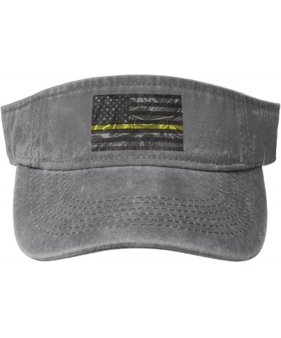 Silk Style United States Thin Yellow Line Flag Sun Visor Hats for Women Men Sun Hat Cotton Golf Hat Vintage Baseball Cap Gray...