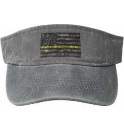 Silk Style United States Thin Yellow Line Flag Sun Visor Hats for Women Men Sun Hat Cotton Golf Hat Vintage Baseball Cap Gray...