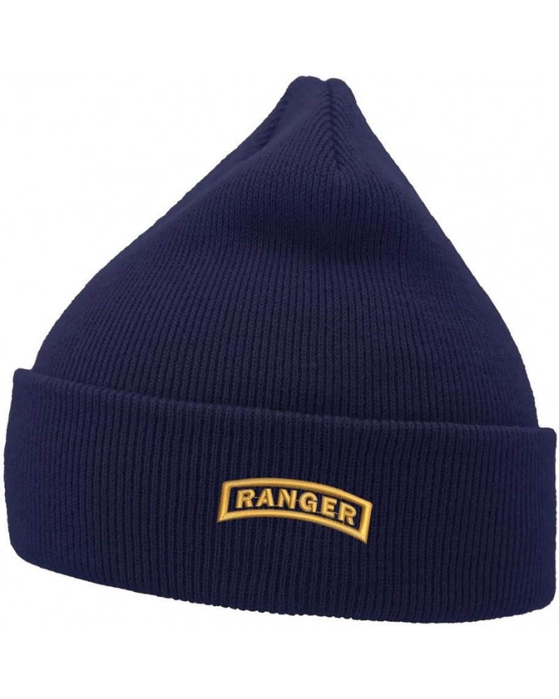 Mens Beanie Knit Hats Army Ranger Embroidered Unisex Casual Beanies Hats for Winter Navy $13.28 Skullies & Beanies