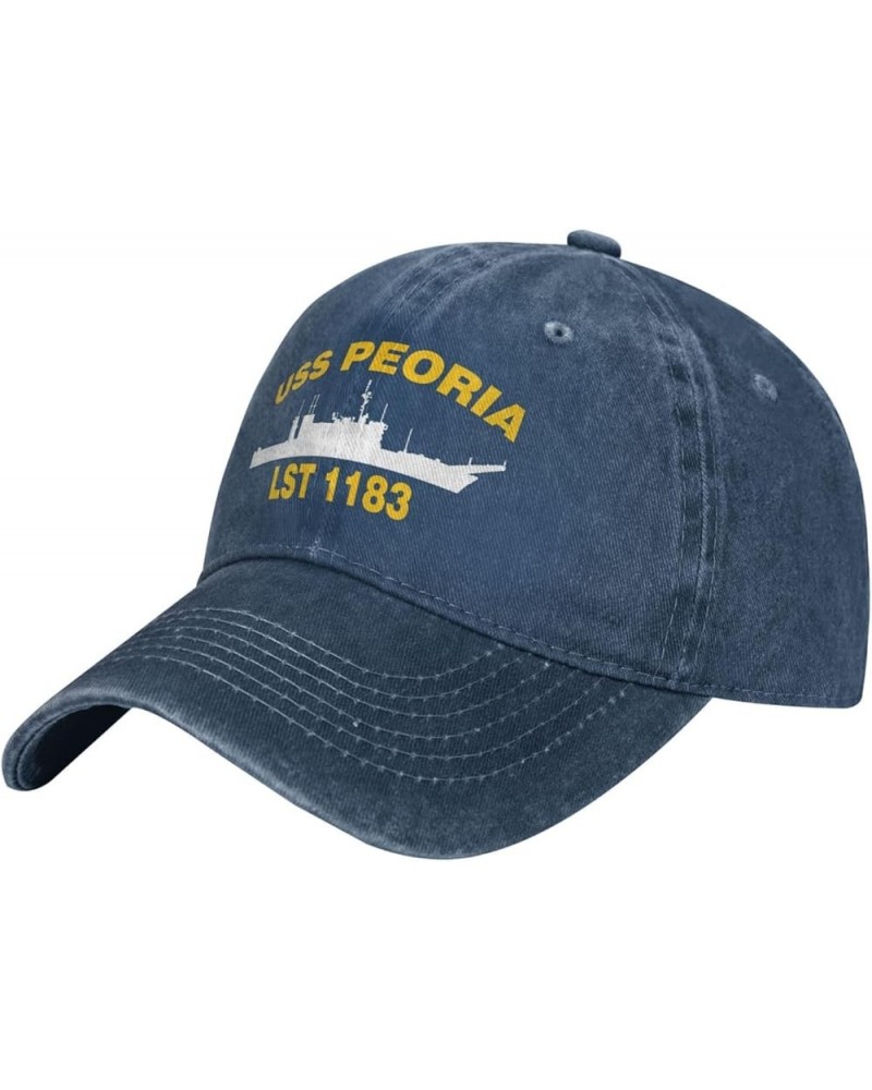 USS Peoria LST 1183 Flag Baseball Caps Denim Hats Cowboy Knit hat Fisherman's hat Navy Blue $12.43 Baseball Caps