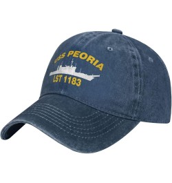 USS Peoria LST 1183 Flag Baseball Caps Denim Hats Cowboy Knit hat Fisherman's hat Navy Blue $12.43 Baseball Caps