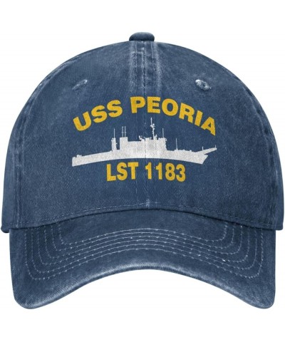 USS Peoria LST 1183 Flag Baseball Caps Denim Hats Cowboy Knit hat Fisherman's hat Navy Blue $12.43 Baseball Caps