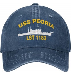 USS Peoria LST 1183 Flag Baseball Caps Denim Hats Cowboy Knit hat Fisherman's hat Navy Blue $12.43 Baseball Caps