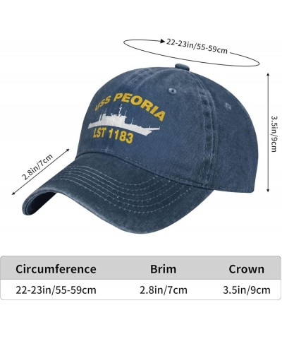 USS Peoria LST 1183 Flag Baseball Caps Denim Hats Cowboy Knit hat Fisherman's hat Navy Blue $12.43 Baseball Caps