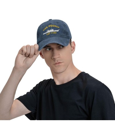 USS Peoria LST 1183 Flag Baseball Caps Denim Hats Cowboy Knit hat Fisherman's hat Navy Blue $12.43 Baseball Caps