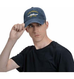 USS Peoria LST 1183 Flag Baseball Caps Denim Hats Cowboy Knit hat Fisherman's hat Navy Blue $12.43 Baseball Caps