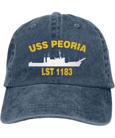 USS Peoria LST 1183 Flag Baseball Caps Denim Hats Cowboy Knit hat Fisherman's hat Navy Blue $12.43 Baseball Caps