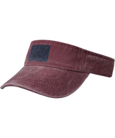 Polygon Effect of Flag of Alaska Sun Visor Hats for Women Men Adjustable Sports Sun Hats Cotton Golf Cap Red $12.38 Visors