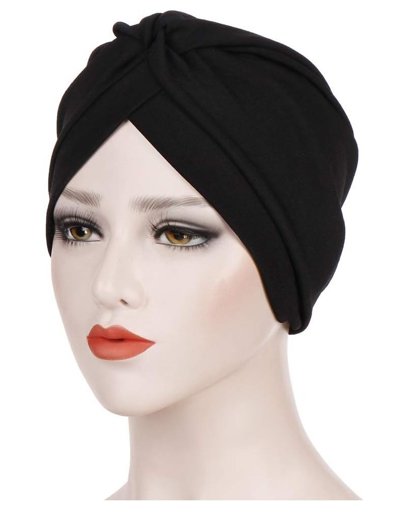 Muslim Women Indian Turban Hat Chemo Cancer Cap Beanie Caps Headwear Head Wrap Women Muslim Scarf Caps Twist Head Wrap Black ...