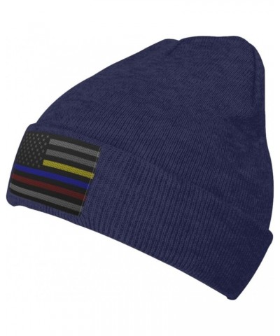 Mesh Style United States Thin Line Red Blue Yellow Flag Beanie Hat for Men Women Soft Cozy Skull Cap Winter Warm Knit Hats $9...