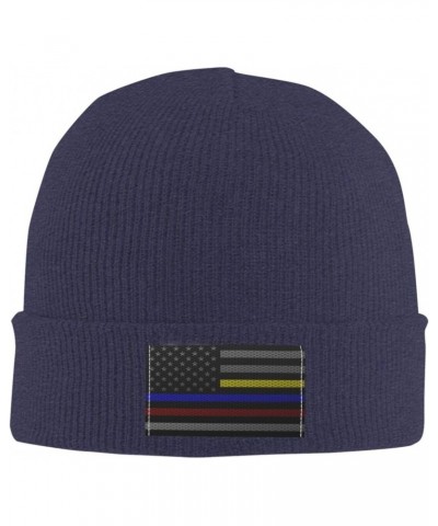 Mesh Style United States Thin Line Red Blue Yellow Flag Beanie Hat for Men Women Soft Cozy Skull Cap Winter Warm Knit Hats $9...