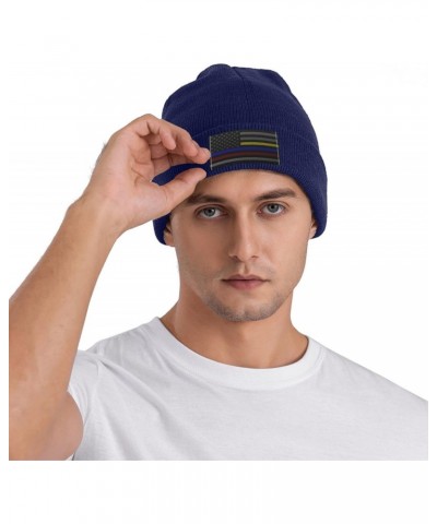 Mesh Style United States Thin Line Red Blue Yellow Flag Beanie Hat for Men Women Soft Cozy Skull Cap Winter Warm Knit Hats $9...