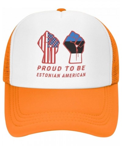 Proud to Be Estonian American Estonia USA Flag Mesh Baseball Cap Orange $10.70 Baseball Caps