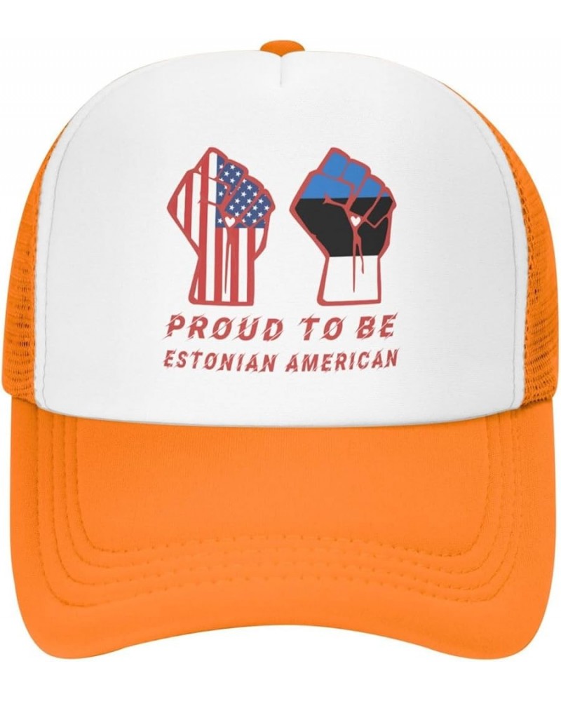 Proud to Be Estonian American Estonia USA Flag Mesh Baseball Cap Orange $10.70 Baseball Caps