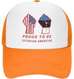 Proud to Be Estonian American Estonia USA Flag Mesh Baseball Cap Orange $10.70 Baseball Caps