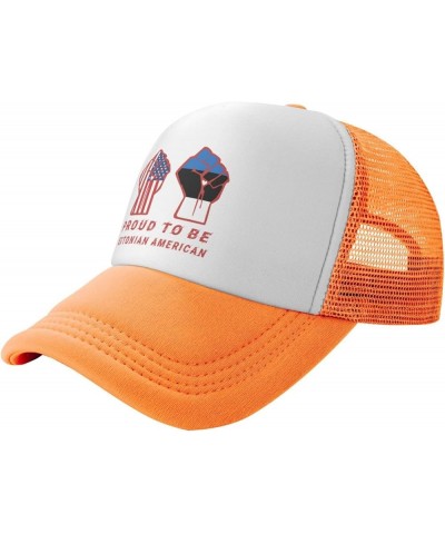 Proud to Be Estonian American Estonia USA Flag Mesh Baseball Cap Orange $10.70 Baseball Caps