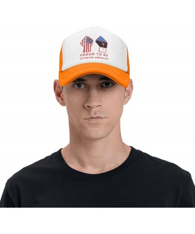 Proud to Be Estonian American Estonia USA Flag Mesh Baseball Cap Orange $10.70 Baseball Caps