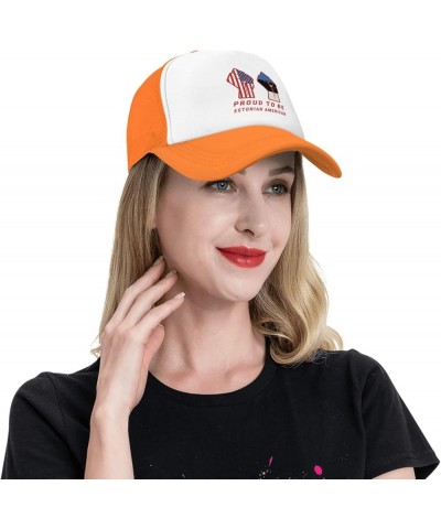 Proud to Be Estonian American Estonia USA Flag Mesh Baseball Cap Orange $10.70 Baseball Caps