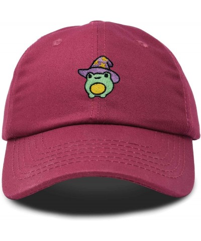 Sorcerer Frog Embroidered Cap Cotton Baseball Cute Cool Dad Hat Womens Maroon $13.20 Baseball Caps