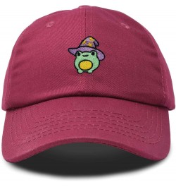 Sorcerer Frog Embroidered Cap Cotton Baseball Cute Cool Dad Hat Womens Maroon $13.20 Baseball Caps