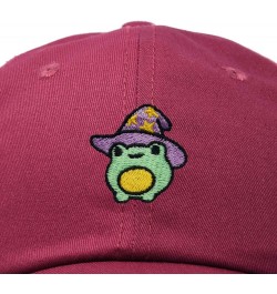 Sorcerer Frog Embroidered Cap Cotton Baseball Cute Cool Dad Hat Womens Maroon $13.20 Baseball Caps