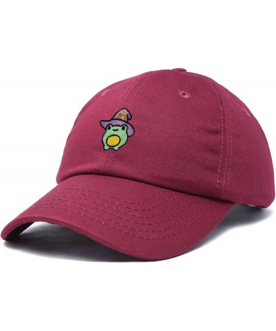 Sorcerer Frog Embroidered Cap Cotton Baseball Cute Cool Dad Hat Womens Maroon $13.20 Baseball Caps