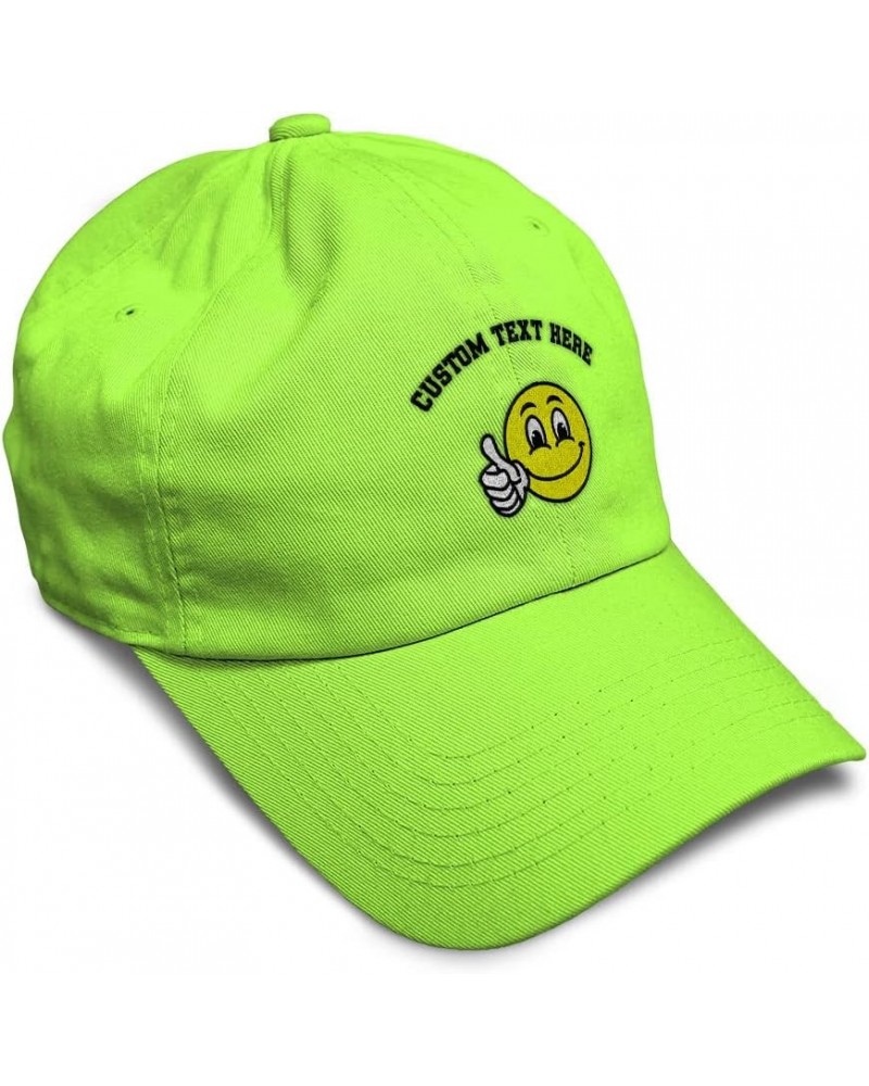 Custom Soft Baseball Cap Smile Smile Happy Face Embroidery Happiness Twill Cotton Dad Hats for Men & Women Lime Personalized ...