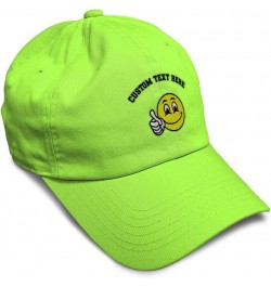 Custom Soft Baseball Cap Smile Smile Happy Face Embroidery Happiness Twill Cotton Dad Hats for Men & Women Lime Personalized ...