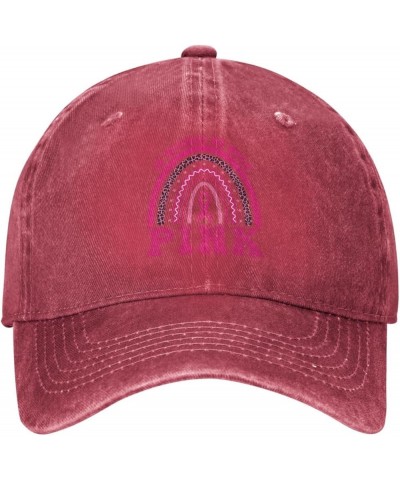 N October We Wear Pink Retro Baseball Cap for Women Men Baseball Hat Golf Dad Hats Red $9.56 Baseball Caps