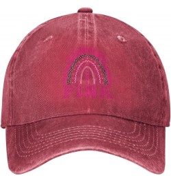 N October We Wear Pink Retro Baseball Cap for Women Men Baseball Hat Golf Dad Hats Red $9.56 Baseball Caps