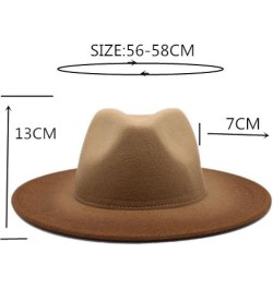 Men Women Wide Brim Gradient Faux Wool Felt Wool Fedora Hats with Band Cowboy Carnival Panama Jazz Cap Caramel $26.04 Fedoras