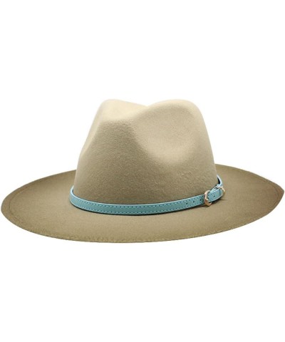 Men Women Wide Brim Gradient Faux Wool Felt Wool Fedora Hats with Band Cowboy Carnival Panama Jazz Cap Caramel $26.04 Fedoras