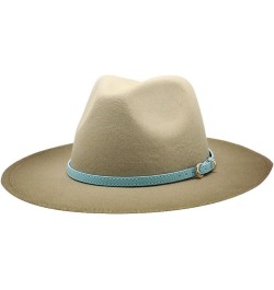 Men Women Wide Brim Gradient Faux Wool Felt Wool Fedora Hats with Band Cowboy Carnival Panama Jazz Cap Caramel $26.04 Fedoras