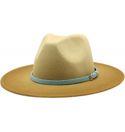 Men Women Wide Brim Gradient Faux Wool Felt Wool Fedora Hats with Band Cowboy Carnival Panama Jazz Cap Caramel $26.04 Fedoras