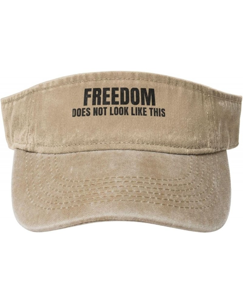 Freedom Does Not Look Like This Black Sun Visor Hats Cotton Empty Top Baseball Cap for Men Women,Deep Heather Natural $12.36 ...